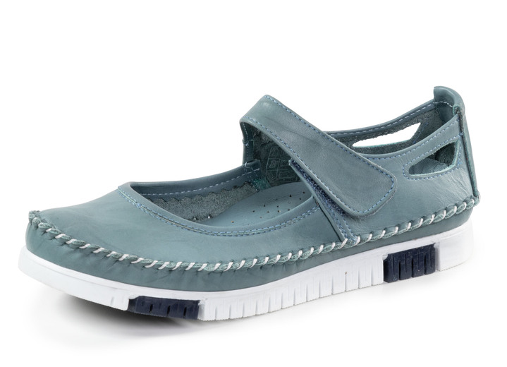 Instappers & veterschoenen - Gemini mocassin pantoffels met een subtiele gekreukelde structuur, in Größe 036 bis 042, in Farbe JEANS Ansicht 1
