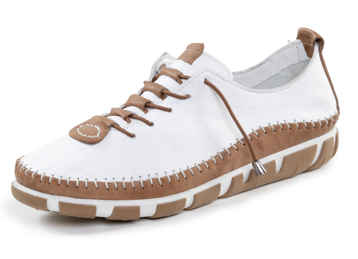 Instappers & veterschoenen - Veterschoenen, in Größe 036 bis 042, in Farbe WEISS-BRAUN Ansicht 1