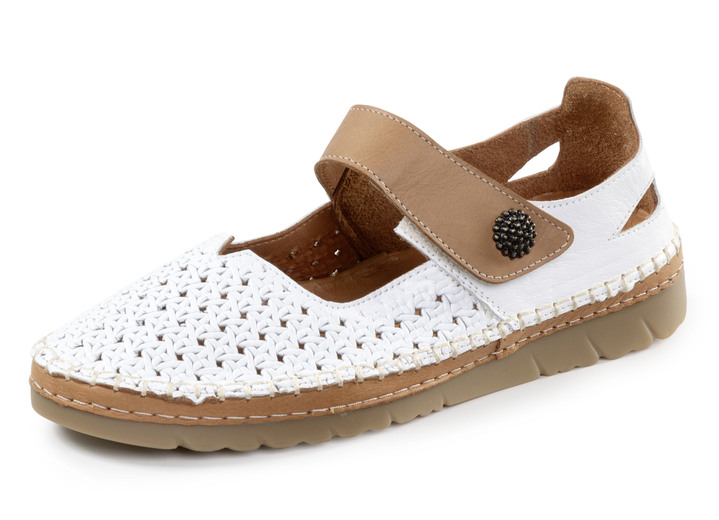 Instappers & veterschoenen - pantoffel, in Größe 036 bis 042, in Farbe WEISS-CAMEL Ansicht 1