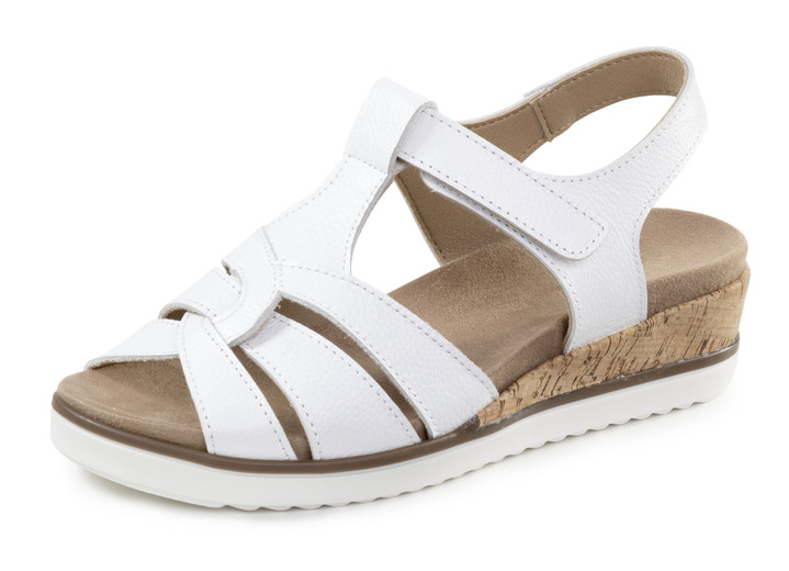 Sandalen & slippers - ELENA EDEN Stegspangen-Sandale aus genarbtem Nappaleder, in Größe 035 bis 041, in Farbe WEISS Ansicht 1