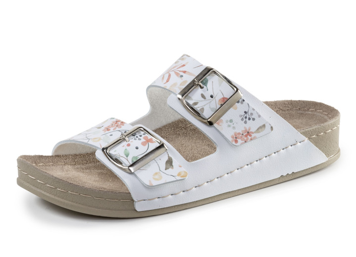 Sandalen & slippers - Muilezels, in Größe 036 bis 042, in Farbe WEISS-BUNT Ansicht 1