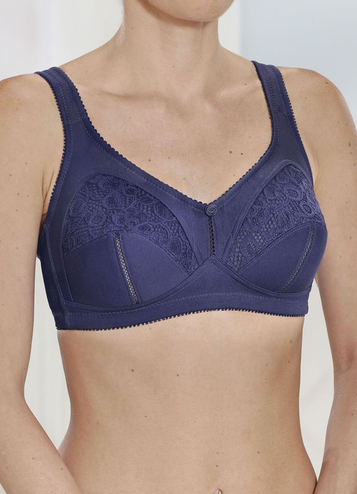 Soft-BH - Set van twee bh's met kanten inzetstukken, in Größe 080 bis 110, in Cup D, in Farbe 1X MARINE, 1X WIT Ansicht 1