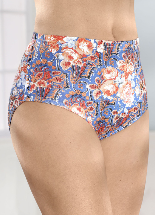 Slips - Vijfpack slips met kleurrijk printdesign, in Größe 038 bis 056, in Farbe BLAU-ORANGE-BUNT Ansicht 1