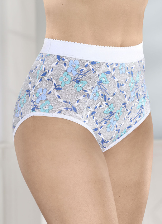Tailleslips & heupgordels - Set van vijf slips, in Größe 038 bis 054, in Farbe WEISS-BLAU-BUNT Ansicht 1