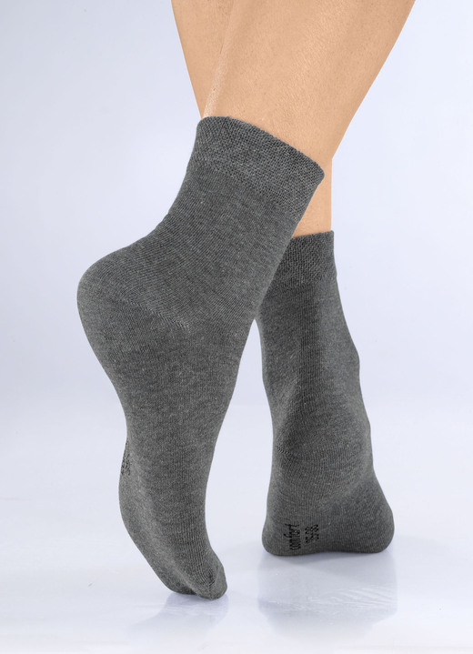 Kousen & panty's - Set van vijf sokken met een extra zachte, comfortabele tailleband, in Größe 1 (Schoenm. 35-38) bis 3 (Schoenm. 43-46), in Farbe 3X ANTHRAZIT MELIERT, 2X SCHWARZ Ansicht 1