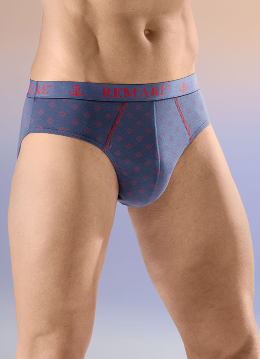 Slips & broeken - Vier pakjes slips, in Größe 004 bis 010, in Farbe 2X INDIGOBLAU-ROT, 2X UNI INDIGOBLAU