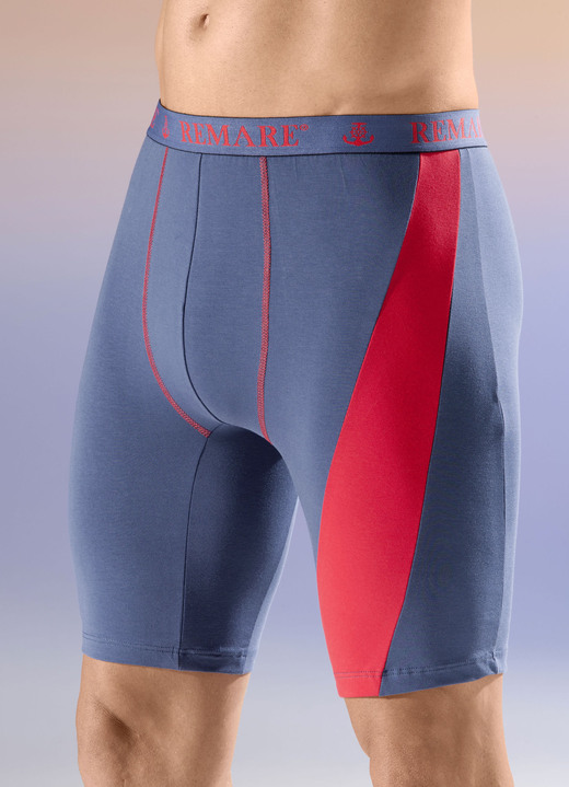 Pants & boxershorts - Set van drie lange broeken, in Größe 005 bis 011, in Farbe 2X INDIGOBLAU-ROT, 1X UNI INDIGOBLAU