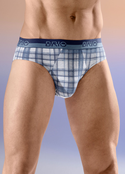 Slips & broeken - Set van vier slips met elastische tailleband, in Größe 004 bis 010, in Farbe 2X BLAU-GRAU MELIERT, 2X UNI GRAU MELIERT