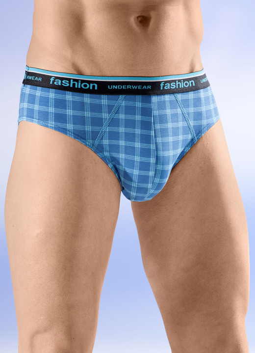 Slips & broeken - Vier pakjes slips, in Größe 004 bis 010, in Farbe 2X BLAU-TÜRKIS, 2X BLAU-GRAU Ansicht 1