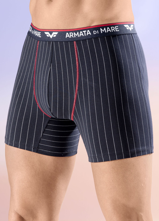 Pants & boxershorts - Set van vier broeken met elastische tailleband, in Größe 005 bis 011, in Farbe 2X NAVY-WEISS-ROT, 2X UNI NAVY