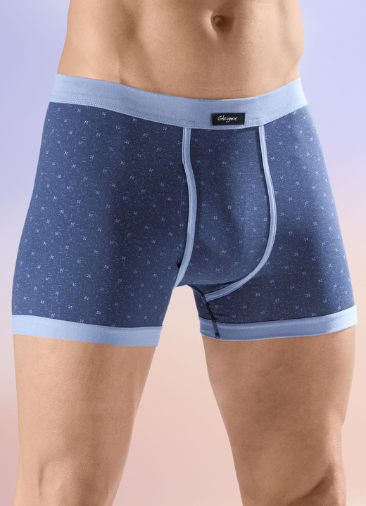 Slips & broeken - Viererpack Unterhosen mit Alloverdessin, in Größe 005 bis 011, in Farbe 2X MARINE-LICHTBLAUW, 2X LICHTBLAUW-NAVY
