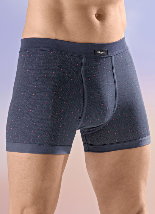 Slips & broeken - Set van vier onderbroeken met een all-over design, in Größe 005 bis 011, in Farbe 2X NAVY-ROT, 2X SCHWARZ-ROT Ansicht 1