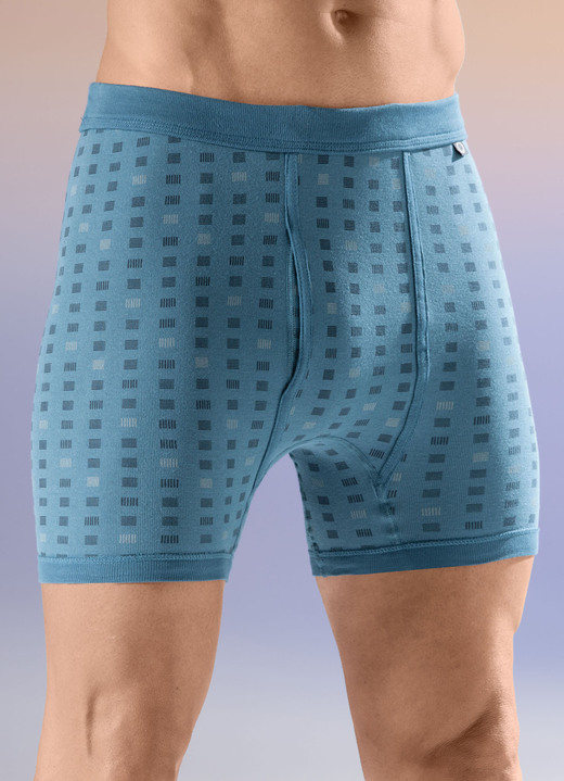 Slips & broeken - Set van drie ondergoed met all-over design, in Größe 005 bis 014, in Farbe 2X SMARAGD-BUNT, 1X NAVY-BUNT Ansicht 1
