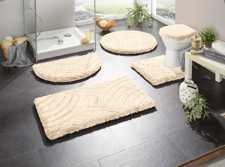 Badmatten - Barefoot zachte Magicsoft badkamerset, in Größe 100 (Matje, halfrond 50/80 cm) bis 112 (Toiletdekselafdekking 47/50 cm), in Farbe CREME Ansicht 1