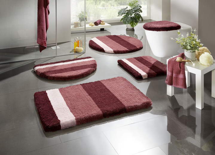 Badmatten - Badkamerset van Kleine Wolke, in Größe 100 (Matje, halfrond 50/80 cm) bis 112 (Toiletdekselafdekking 47/50 cm), in Farbe BEERE Ansicht 1