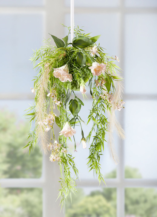 Kunst- & textielplanten - Lysianthus-arrangement, in Farbe LICHT ROZE-GROEN