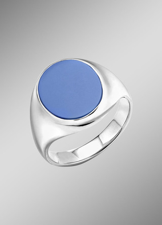 Herenring van zilver met gelaagde steen