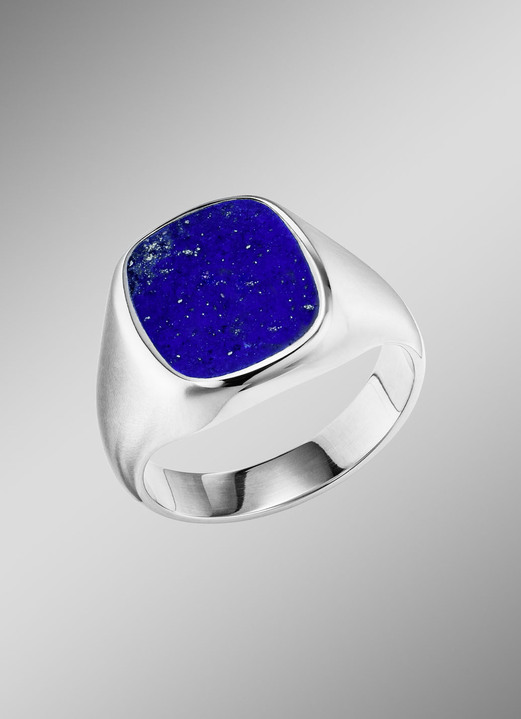 Ringen - Herrenring aus Silber mit echtem Lapislazuli, in Größe 180 bis 240, in Farbe  Ansicht 1