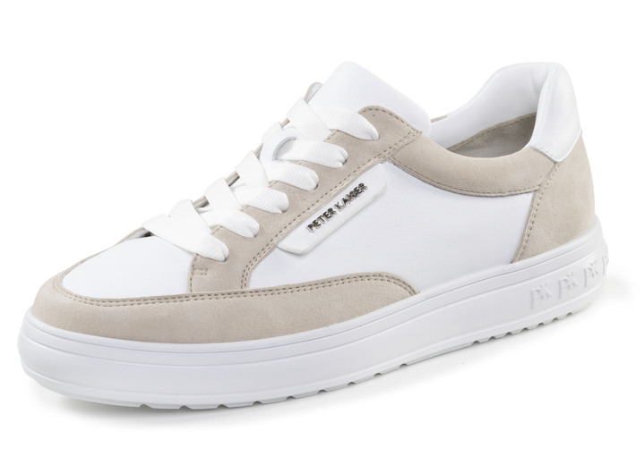 Instappers & veterschoenen - Peter Kaiser vetersneakers gemaakt van nappa- en suèdeleer, in Größe 3 1/2 bis 8, in Farbe WEISS-BEIGE Ansicht 1