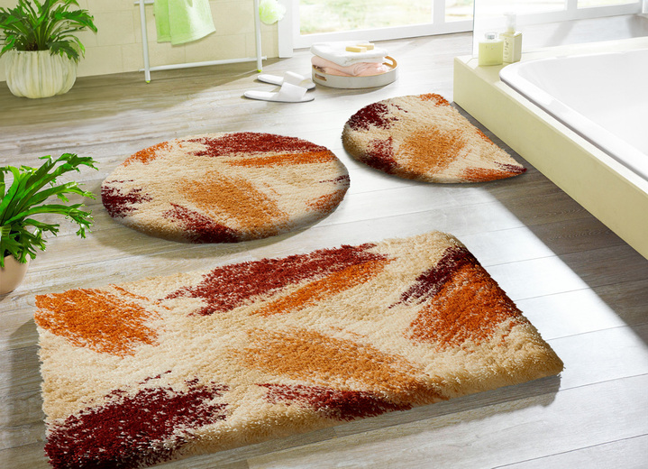 Badmatten - Badkamerset in superzachte kwaliteit van Grund, in Größe 100 (Matje, halfrond 50/80 cm) bis 112 (Toiletdekselafdekking 47/50 cm), in Farbe TERRA Ansicht 1