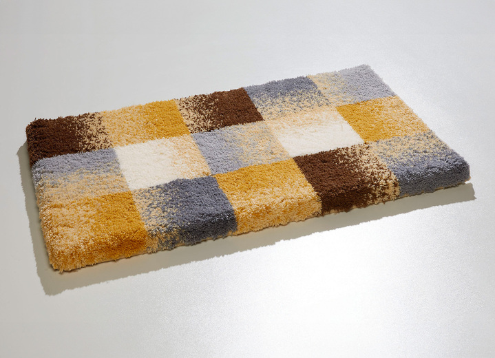 Badmatten - Superzachte badkamerset met antislip achterkant, in Größe 100 (Matje, halfrond 50/80 cm) bis 112 (Toiletdekselafdekking 47/50 cm), in Farbe BEIGE-GRAU Ansicht 1