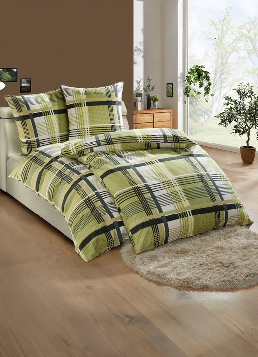 Beddengoed - Beddengoedset van microvezel met ritssluiting, in Größe 112 (80/80 cm + 135/200 cm) bis 912 (10-delige set:, in Farbe GRÜN Ansicht 1