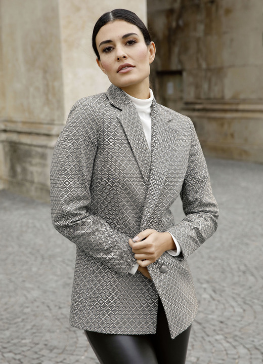 Blazer - Blazer met grafisch ontwerp, in Größe 020 bis 052, in Farbe CAMEL-SCHWARZ Ansicht 1