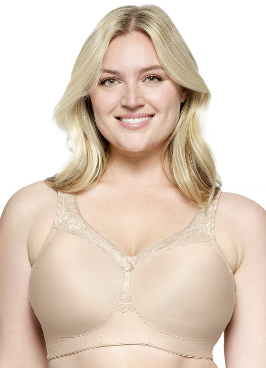 BH zonder beugel - Glamorise steunbeha met kanten rand, in Größe 080 bis 115, in Cup C, in Farbe BEIGE Ansicht 1