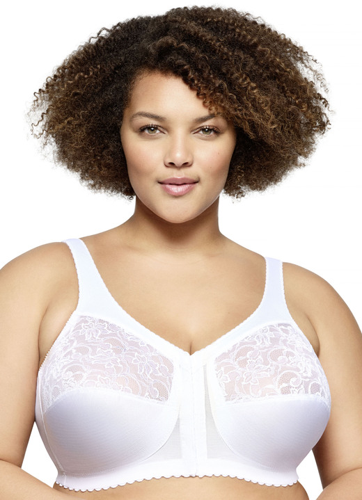 BH met voorsluiting - Glamourise steunbeha met sluiting aan de voorkant, in Größe 085 bis 130, in Cup B, in Farbe WIT Ansicht 1