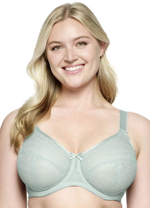 Damesondergoed - Glamoureuze beugelbh met mooi elastisch kant, in Größe 075 bis 110, in Cup G, in Farbe JADE Ansicht 1