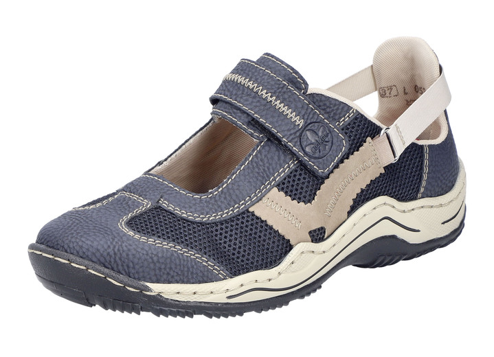 Instappers & veterschoenen - Rieker pantoffel met verstelbare klittenbandsluiting, in Größe 036 bis 042, in Farbe MARINE-SAND Ansicht 1