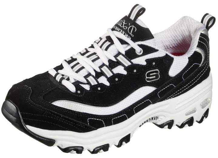 Instappers & veterschoenen - SKECHERS, sportieve damessneakers, met uitneembaar voetbed, in Größe 036 bis 042, in Farbe SCHWARZ-WEISS Ansicht 1