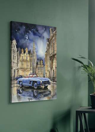 Afbeelding: Mercedes 190SL in een stad