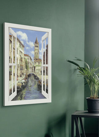 Hoogwaardig canvas schilderij Venetië – met wit venster