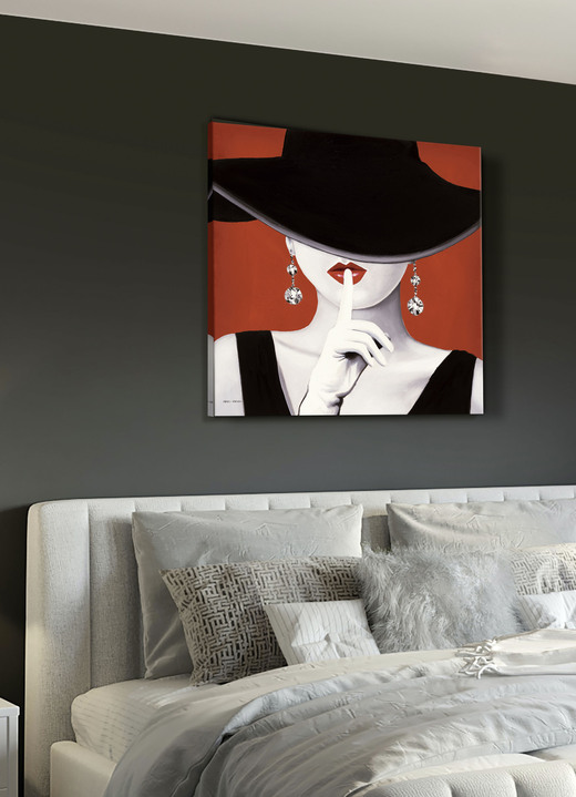 Modern - Hoogwaardige canvasprint met de titel Hats off!, in Farbe ZWART-ROOD-WIT Ansicht 1