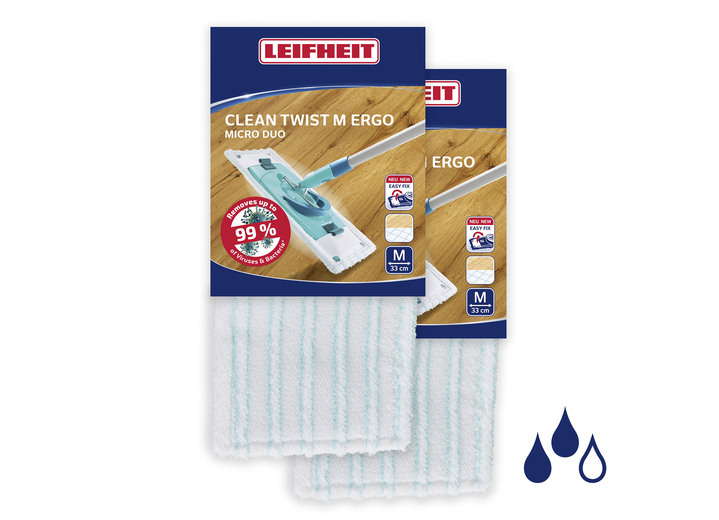 Accessoires - Set van 2 vervangende hoezen voor Leifheit Power Clean, in Farbe TÜRKIS