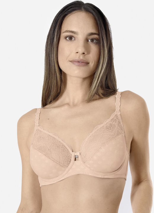 Beugel-BH - Sassa beugelbeha met mooie elastische kant, in Größe 075 bis 095, in Cup B, in Farbe PUDER Ansicht 1