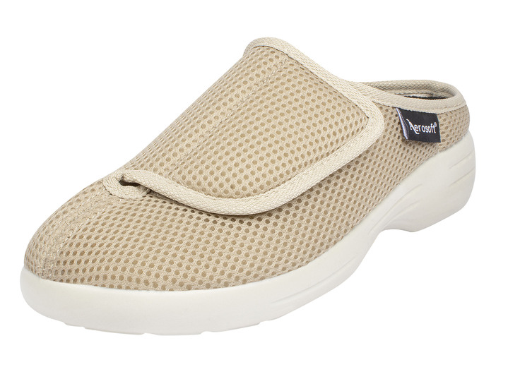 Sandalen & slippers - Klittenbandmuiltjes voor dames en heren, in Größe 036 bis 046, in Farbe BEIGE Ansicht 1