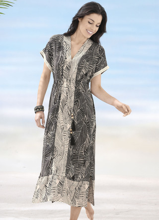 Laurina-jurk van viscose met kanten rand