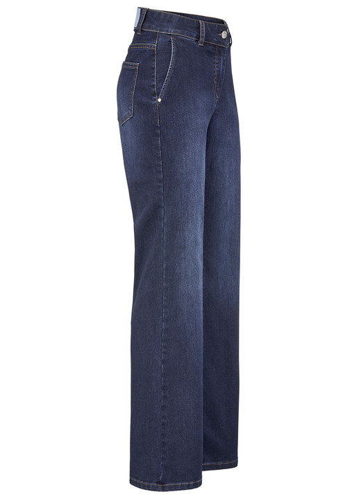 Broek met knoop- en ritssluiting - Jeans met wijdere pijpen Broek met knoop- en ritssluiting - Jeans met wijdere pijpen, in Größe 017 bis 050, in Farbe DONKERBLAUW
