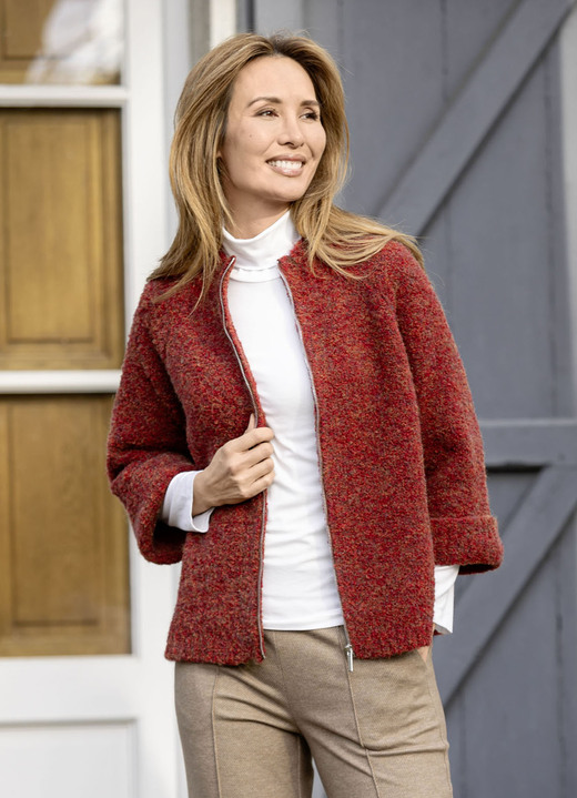 Truien - Bouclé garen vest, in Größe L(44/46) bis XXL(52/54), in Farbe ROOD MOTIEF Ansicht 1