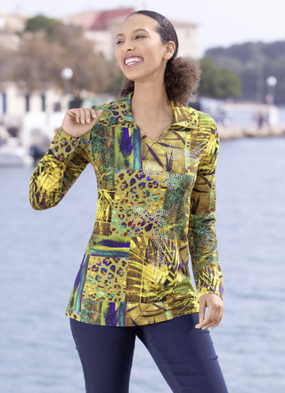 Poloshirt met schitterende kleurenprint