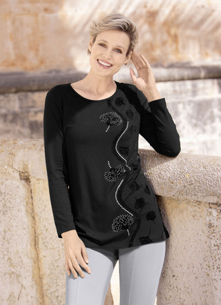 Zwart shirt met flockprint