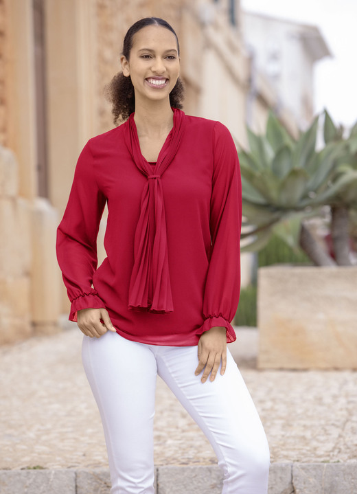 Lange mouw - Tuniek met strik Lange mouw - Tuniek met strik, in Größe 036 bis 052, in Farbe ROT