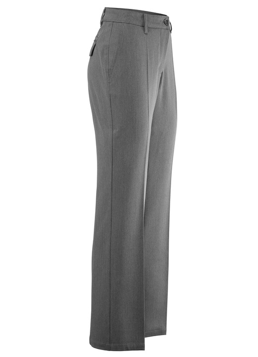 Broek met knoop- en ritssluiting - Broek met elastische tailleband aan de achterkant, in Größe 019 bis 054, in Farbe GRAU MELIERT Ansicht 1