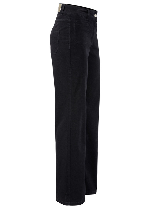 Broek met knoop- en ritssluiting - Wijde corduroy broek, in Größe 017 bis 050, in Farbe ZWART Ansicht 1