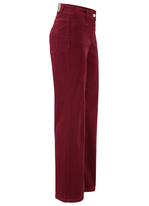 Broek met knoop- en ritssluiting - Wijde corduroy broek, in Größe 017 bis 050, in Farbe KERSENROOD Ansicht 1
