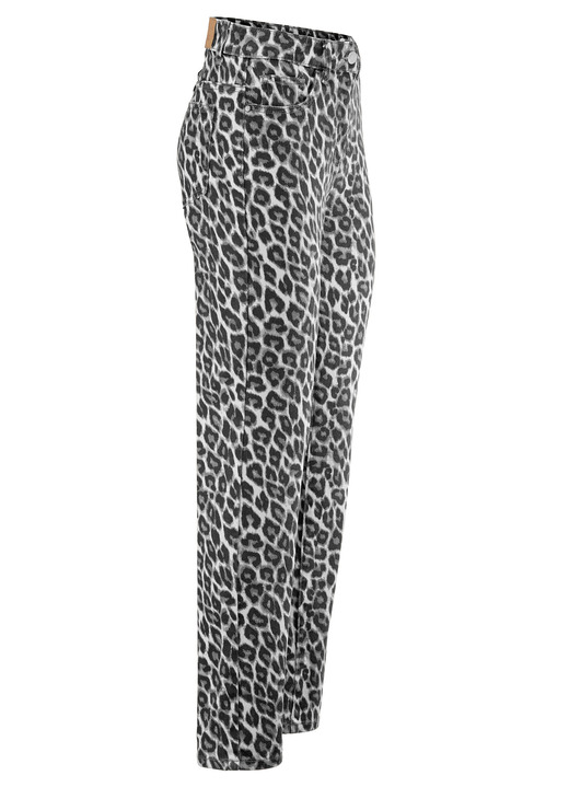 Broek met knoop- en ritssluiting - Broek in trendy luipaardprint Broek met knoop- en ritssluiting - Broek in trendy luipaardprint, in Größe 017 bis 050, in Farbe GRIJS-ZWART-ANTRACIET