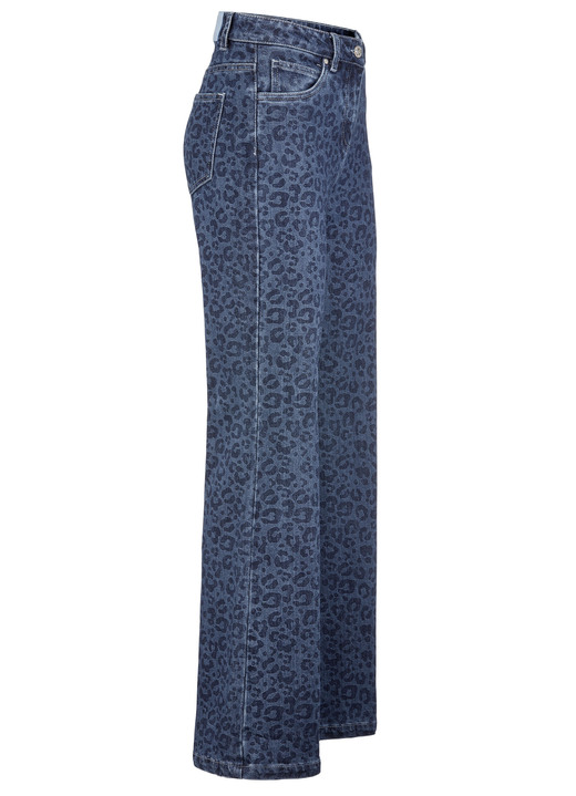 Broek met knoop- en ritssluiting - Jeans in trendy luipaardprint, in Größe 017 bis 050, in Farbe DUNKELBLAU Ansicht 1