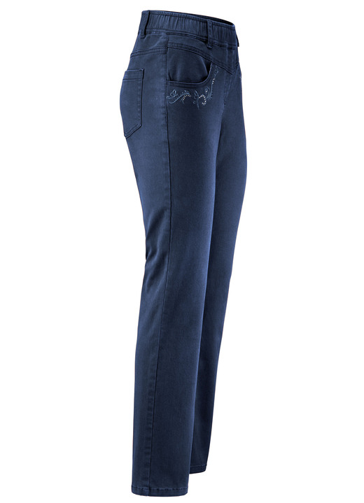 Broeken met elastische band - Broek met fonkelende strass steentjes Broeken met elastische band - Broek met fonkelende strass steentjes, in Größe 018 bis 052, in Farbe DONKERBLAUW